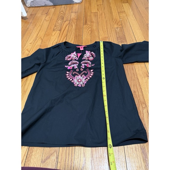 Lilly Pulitzer NWT Iva Onyx Black Sequin Embellished Tunic Blouse Size XXS - Picture 8 of 9